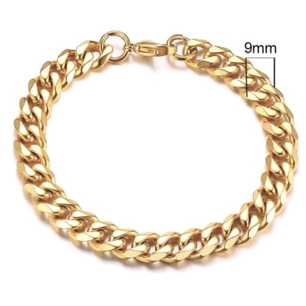 💙 Long Cuban Curb Chain Stainless Steel Bracelet 9 mm Wide 23 cm 9 inch